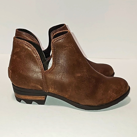 Sorel Lolla II Ankle Bootie Chelsea Boot Leather Cutout Waterproof Brown 6.5 - Picture 3 of 12